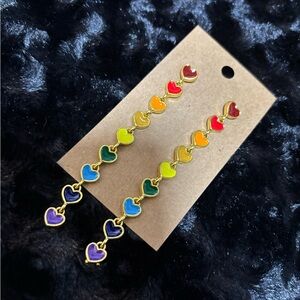 Colorful Heart Rainbow Drop Earrings